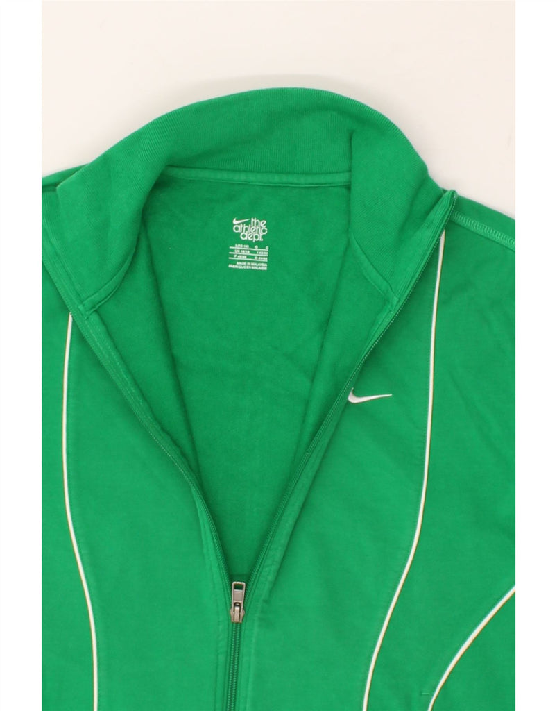 NIKE Womens Tracksuit Top Jacket UK 12/14 Large Green Cotton | Vintage Nike | Thrift | Second-Hand Nike | Used Clothing | Messina Hembry 