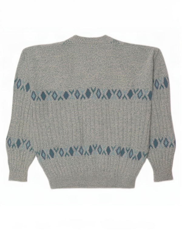 North Pole Mens Evolution V-Neck Jumper Sweater Medium Blue Geometric