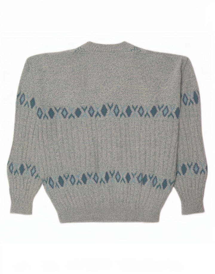 North Pole Mens Evolution V-Neck Jumper Sweater Medium Blue Geometric