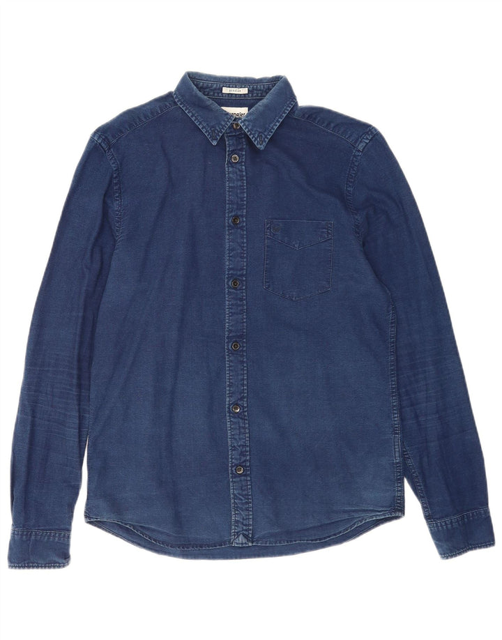 Wrangler Mens Denim Shirt Small Navy Blue Cotton