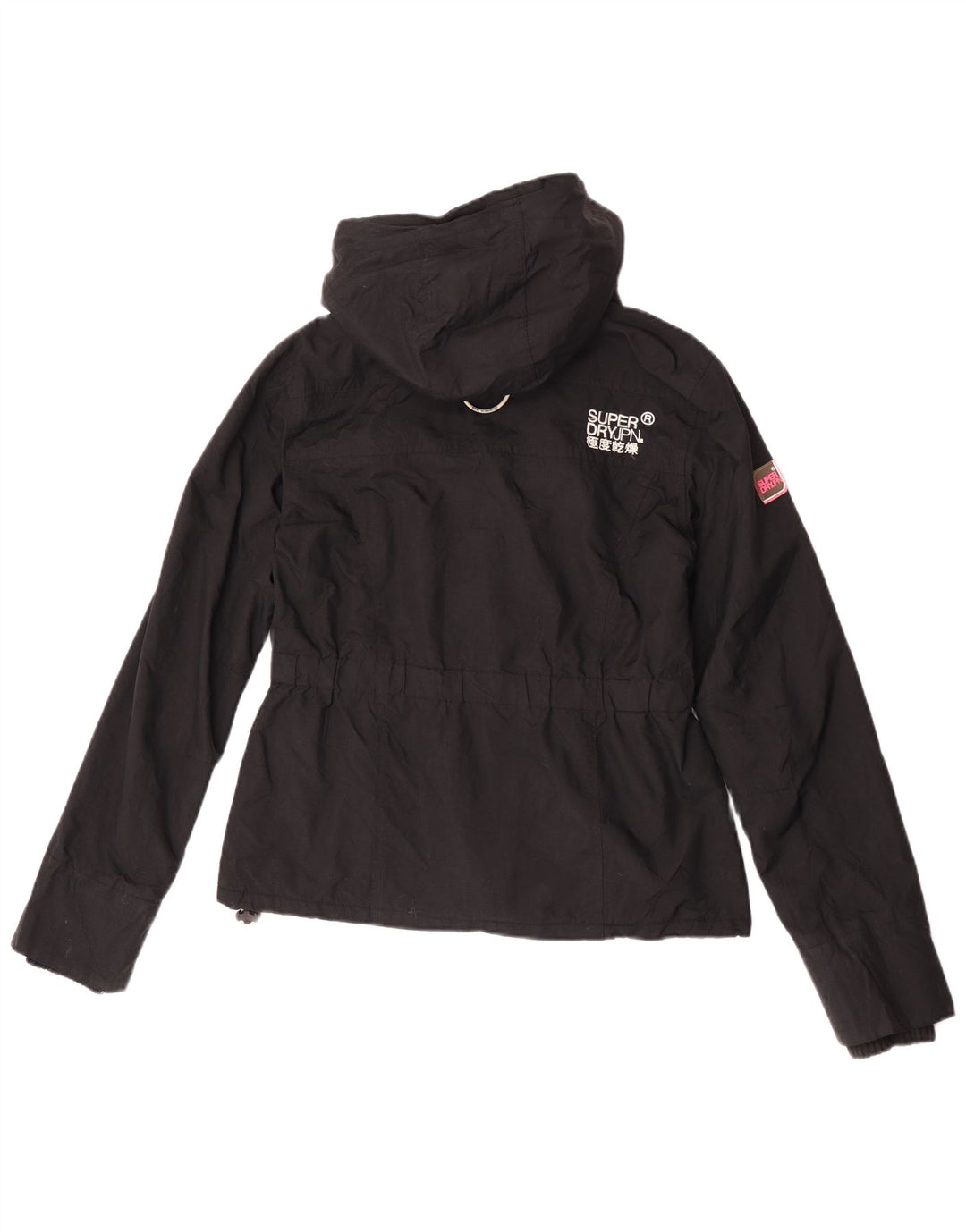 Superdry Womens Graphic Hooded Windbreaker Jacket UK 14 Medium Black