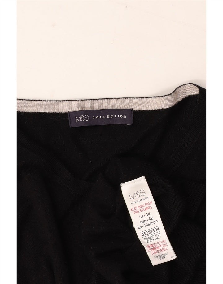 MARKS & SPENCER Womens Cardigan Sweater UK 14 Medium Black Viscose