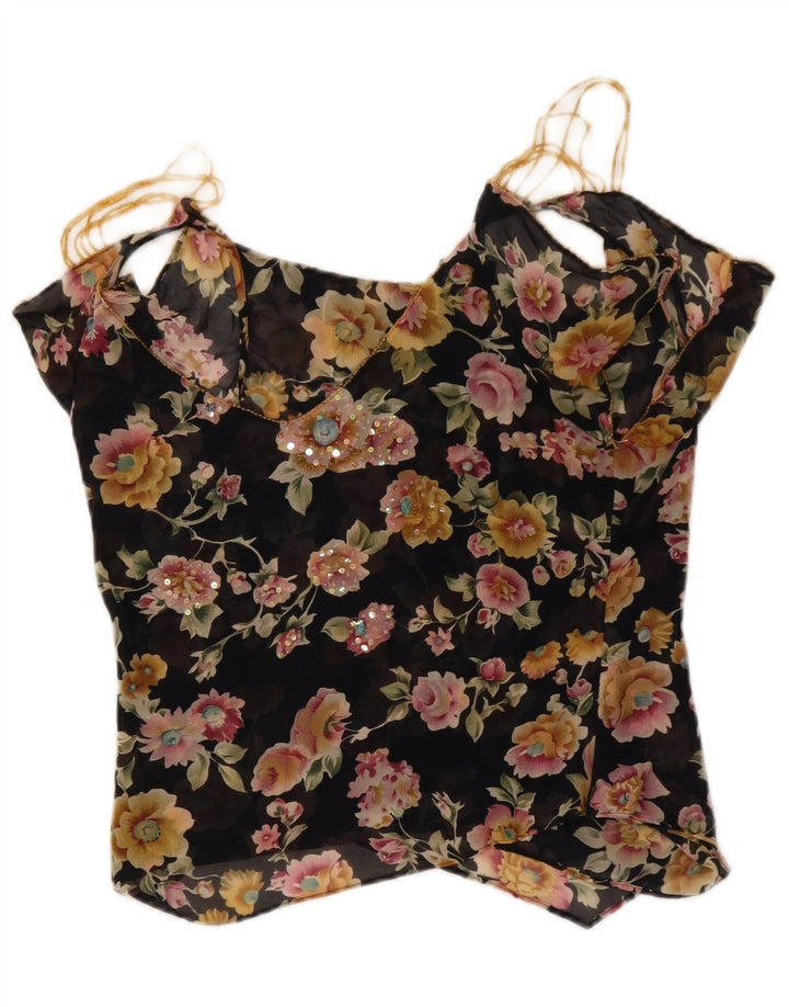 Luisa Spagnoli Womens Off Shoulder Blouse Top IT 44 Medium Black Floral