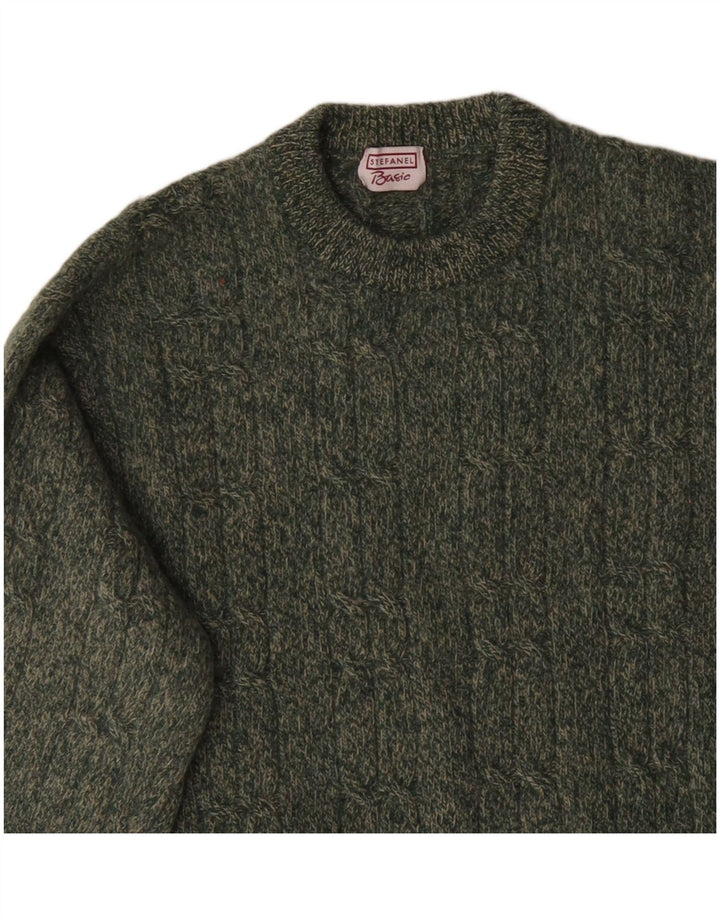 Stefanel Mens Crew Neck Jumper Sweater Small Green Flecked