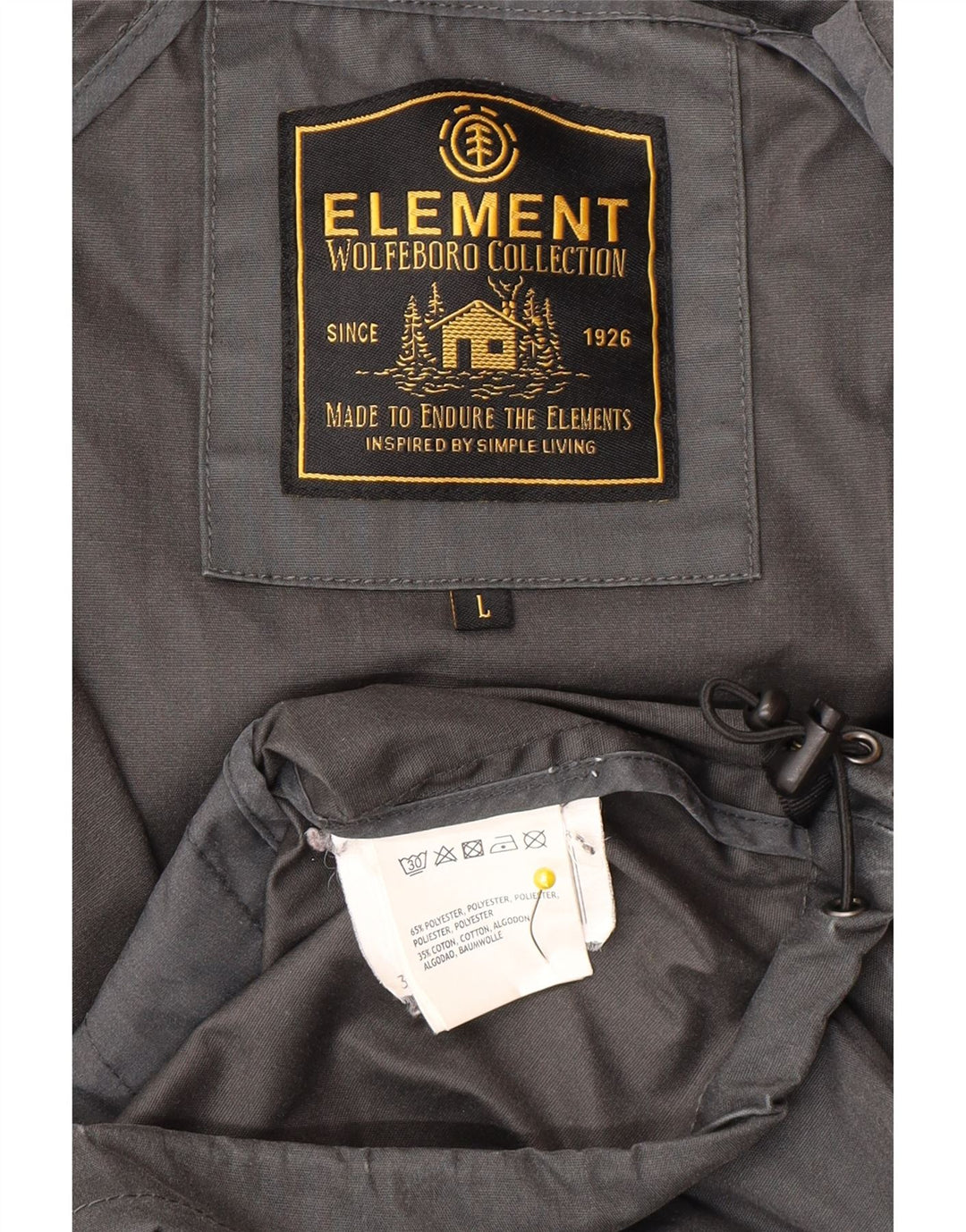 Element Mens Hooded Bomber Jacket UK 40 Large Grey Polyester