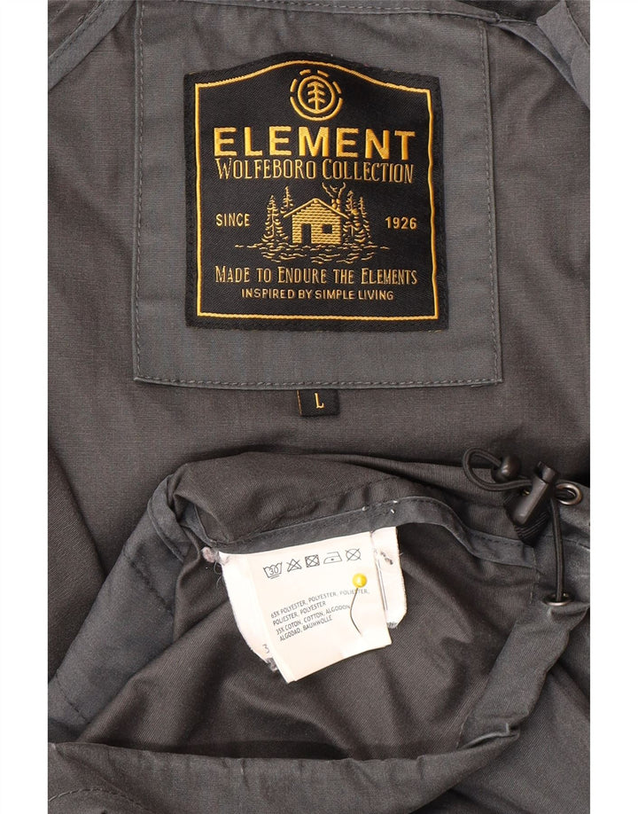 Element Mens Hooded Bomber Jacket UK 40 Large Grey Polyester