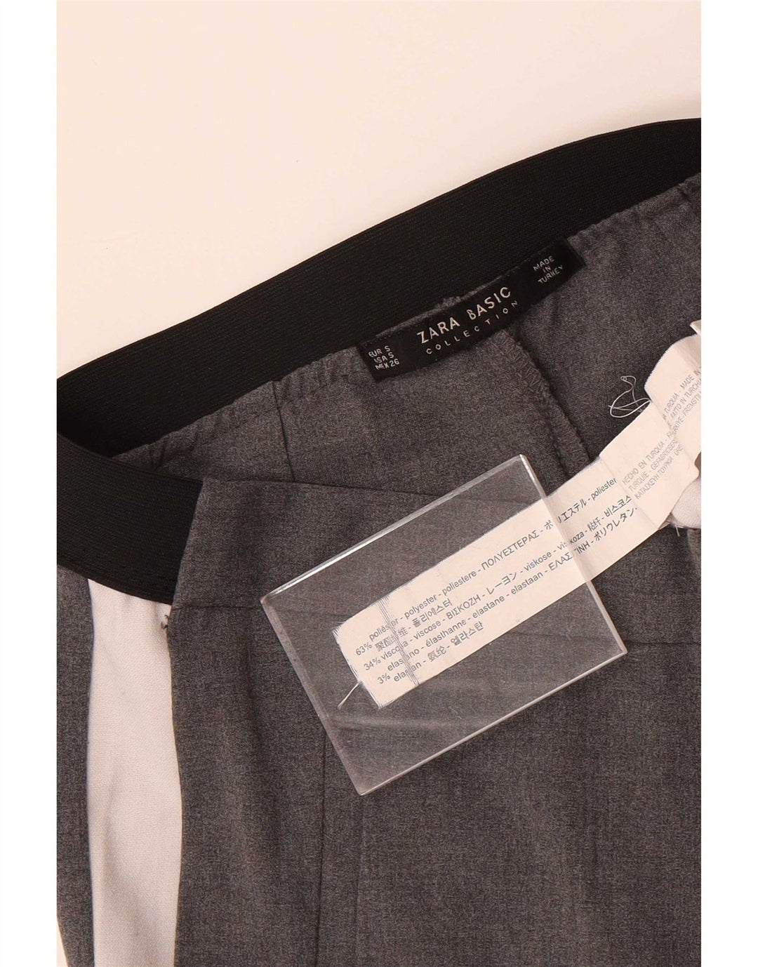 Zara Womens Slim Chino Trousers Small W26 L28 Grey Colourblock Polyester