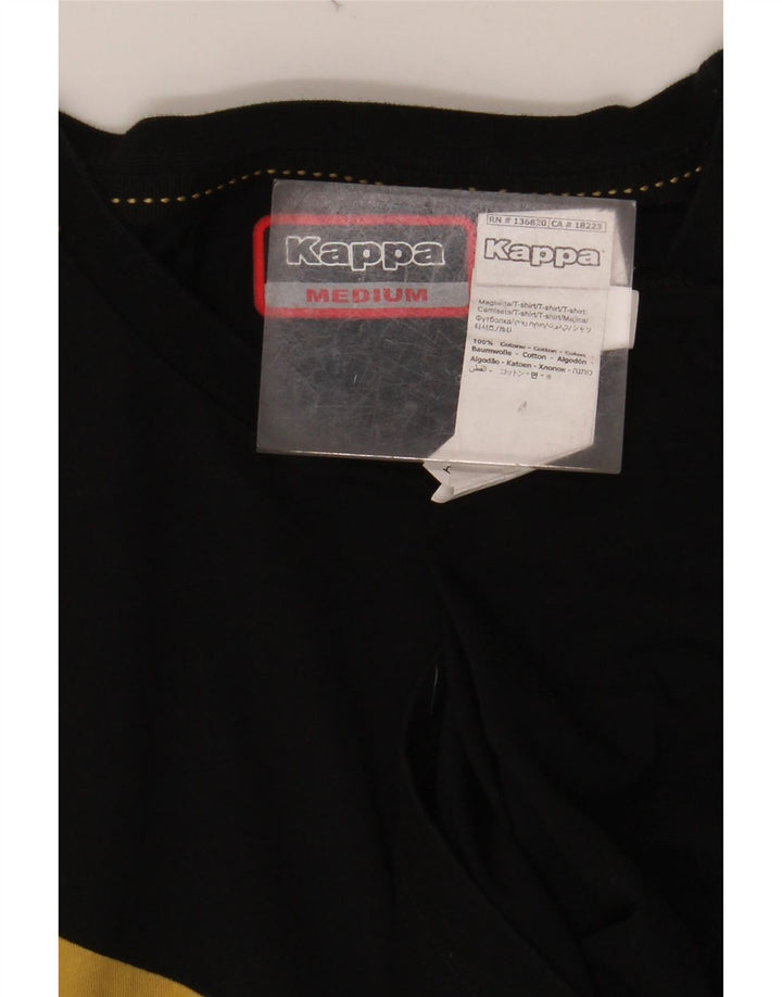 KAPPA Mens Graphic T-Shirt Top Medium Black Colourblock Cotton