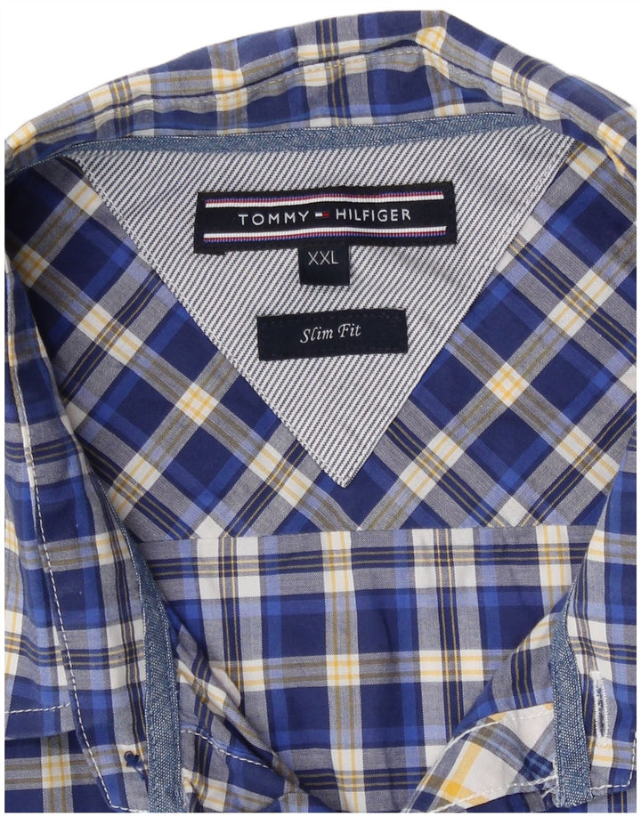 Tommy Hilfiger Mens Slim Fit Shirt 2XL Blue Check Cotton