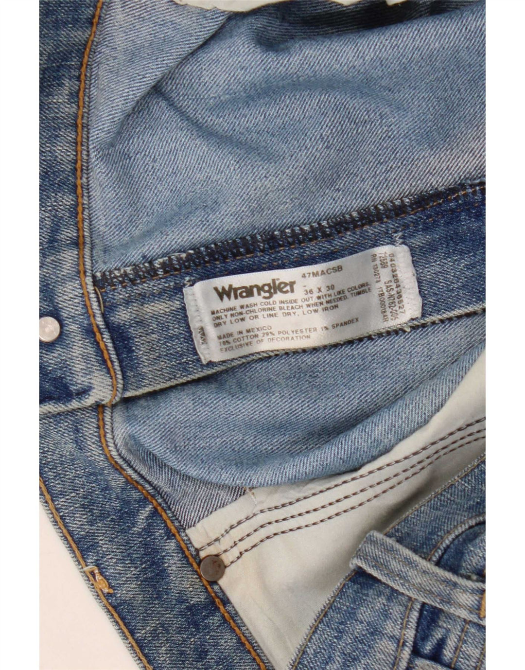 Wrangler Mens Straight Jeans W36 L30 Blue Cotton