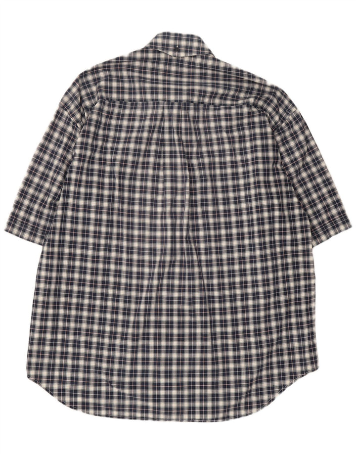 Trussardi Jeans Mens Short Sleeve Shirt XL Navy Blue Check