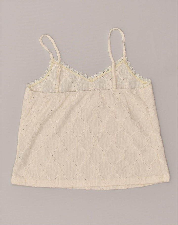 SHEIN Womens Crop Cami Top UK 12 Medium White Polyester | Vintage Shein | Thrift | Second-Hand Shein | Used Clothing | Messina Hembry 
