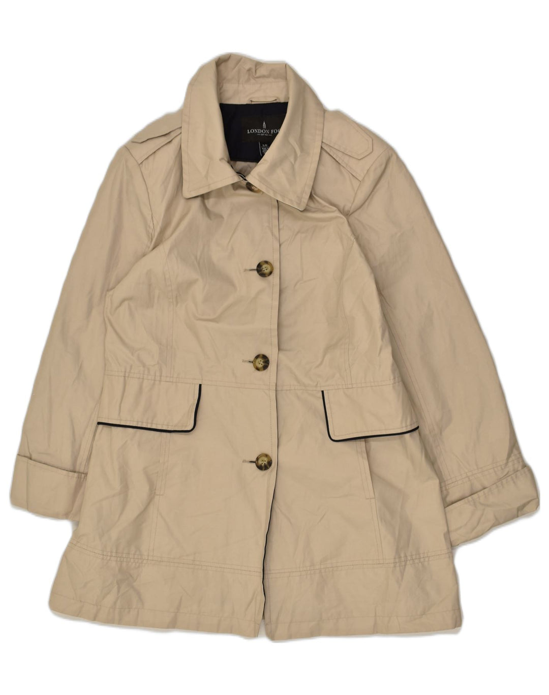 LONDON FOG Womens Overcoat UK 16 Large Beige Cotton | Vintage London Fog | Thrift | Second-Hand London Fog | Used Clothing | Messina Hembry 