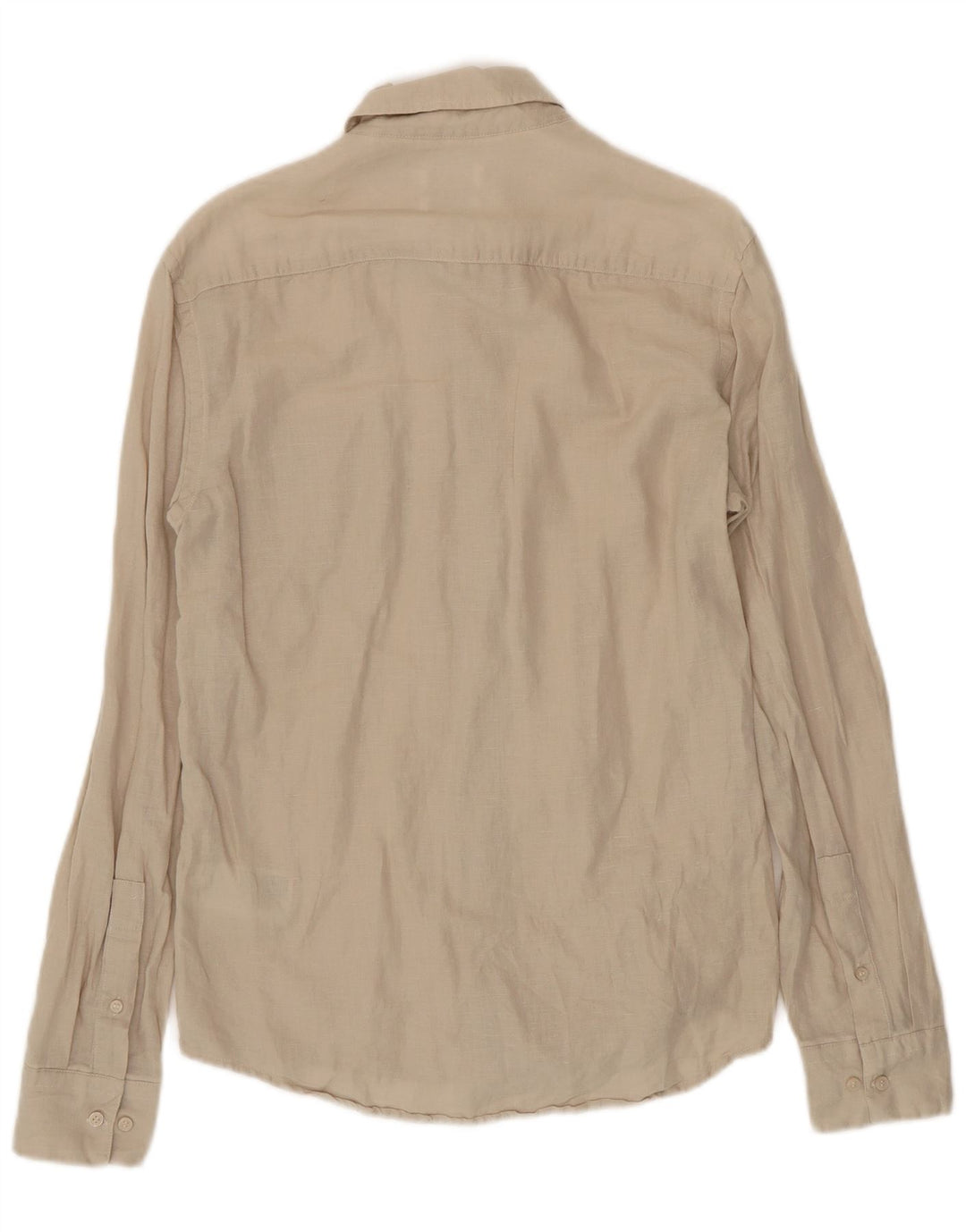 CALVIN KLEIN Mens Slim Fit Shirt Small Beige Linen