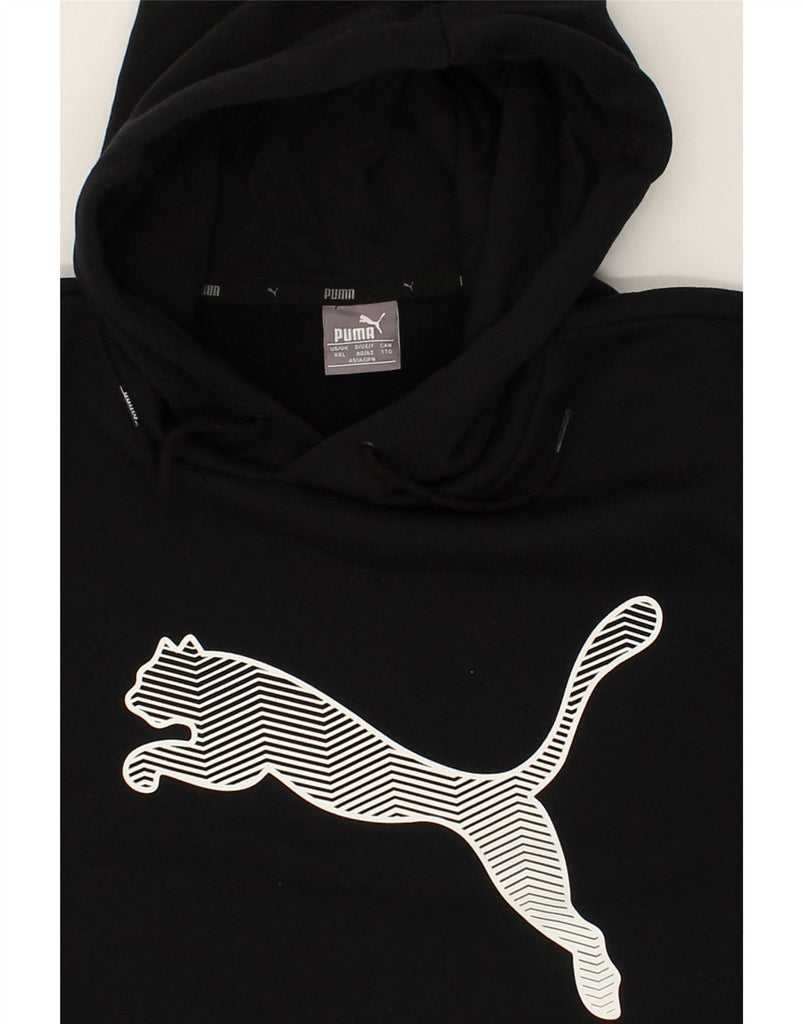 PUMA Mens Graphic Hoodie Jumper 2XL Black Cotton | Vintage Puma | Thrift | Second-Hand Puma | Used Clothing | Messina Hembry 