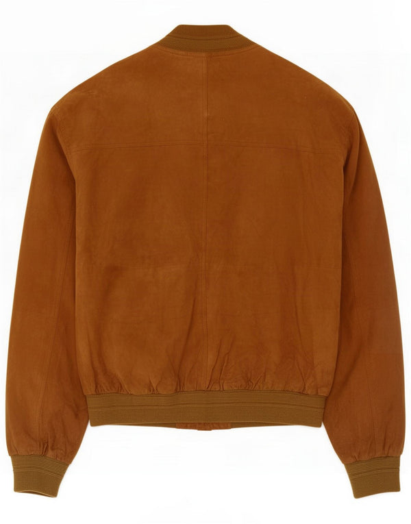 Vintage Mens Suede Bomber Jacket IT 54 2XL Brown Leather