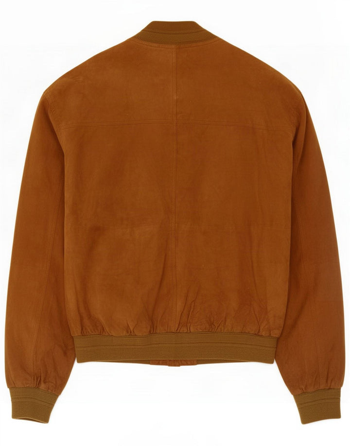 Vintage Mens Suede Bomber Jacket IT 54 2XL Brown Leather