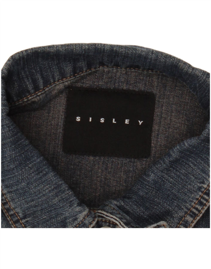 Sisley Womens Denim Jacket UK 14 Large Blue Cotton