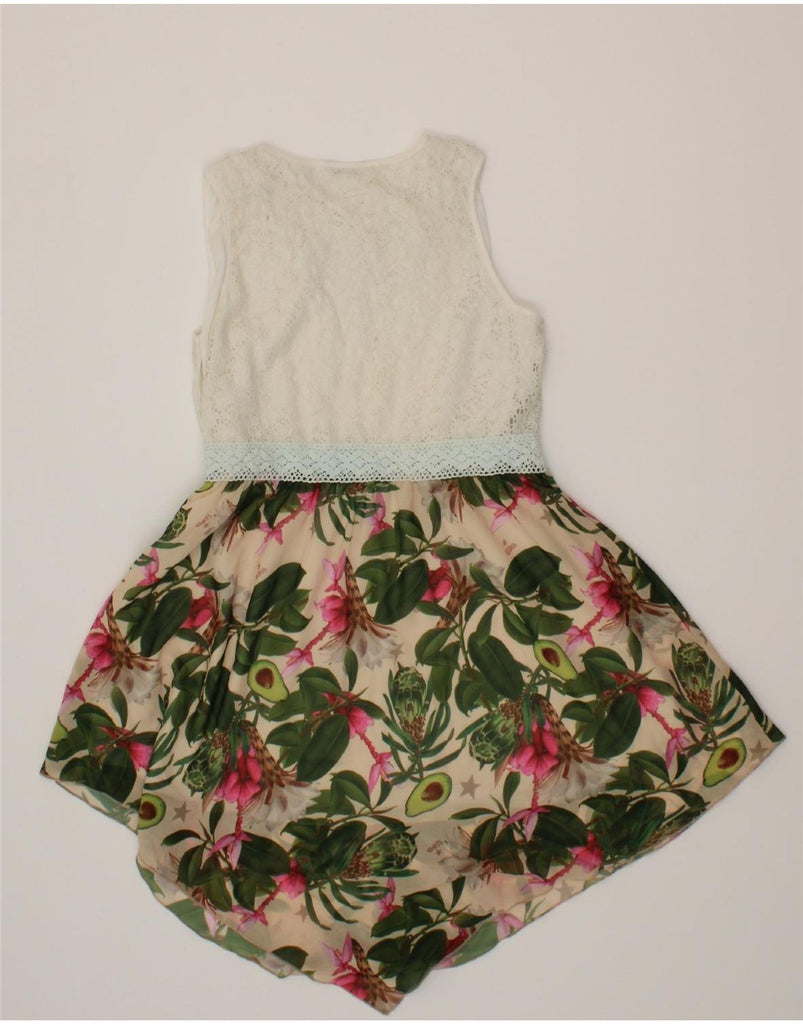 GUESS Womens Sleeveless Asymmetrical Dress UK 16 Large White Floral Vintage Guess and Second-Hand Guess from Messina Hembry 