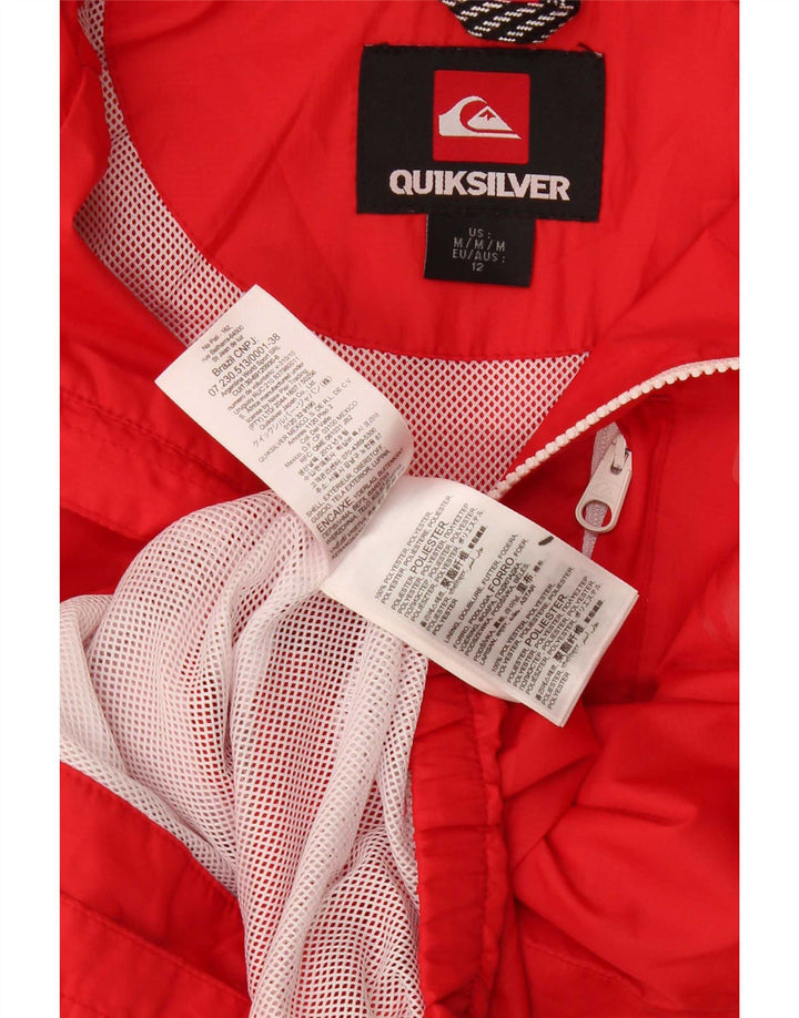 Quiksilver Boys Hooded Rain Jacket 11-12 Years Medium Red Polyester