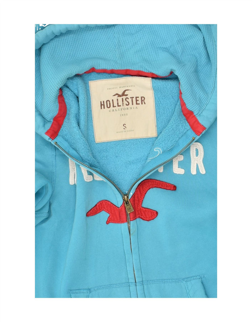 HOLLISTER Mens Graphic Zip Hoodie Sweater Small Blue Cotton | Vintage Hollister | Thrift | Second-Hand Hollister | Used Clothing | Messina Hembry 