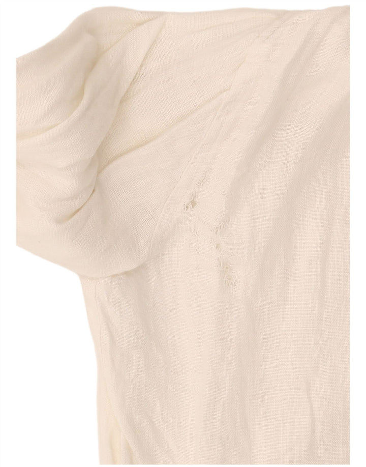 Zara Womens 3/4 Sleeve Shirt Blouse UK 14 Medium White Linen