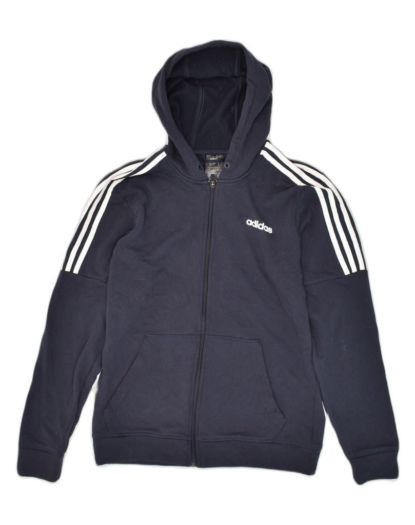 ADIDAS Mens Zip Hoodie Sweater Medium Navy Blue Cotton | Vintage Adidas | Thrift | Second-Hand Adidas | Used Clothing | Messina Hembry 