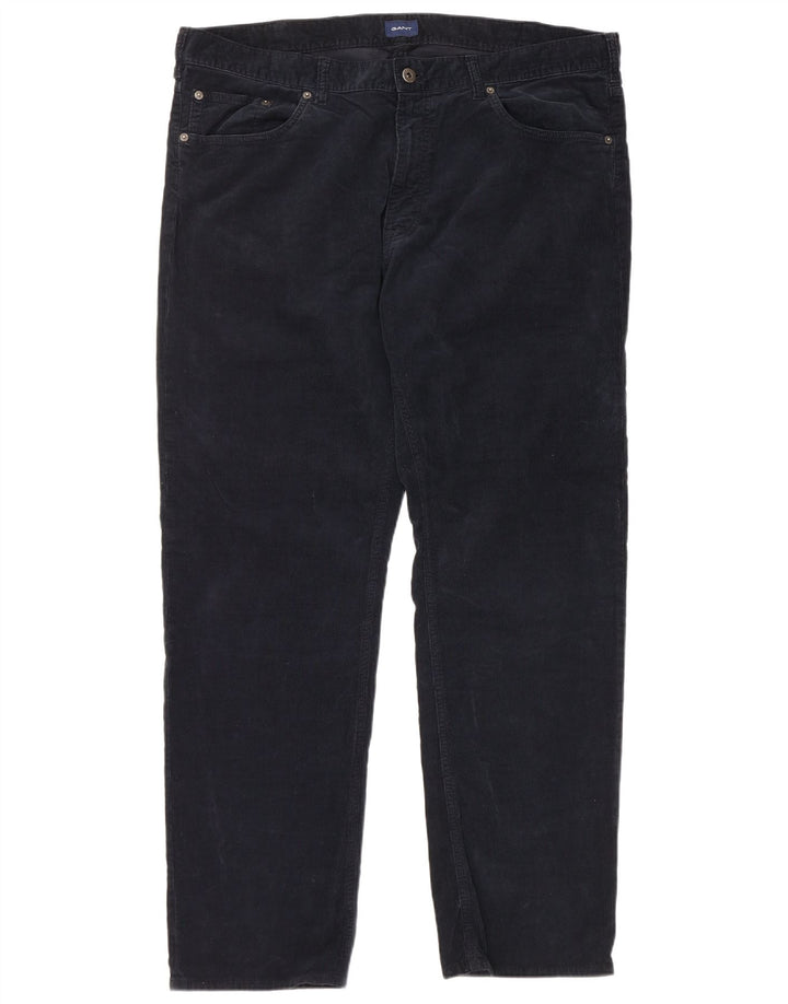 GANT Mens Regular Corduroy Trousers W40 L32 Navy Blue Cotton