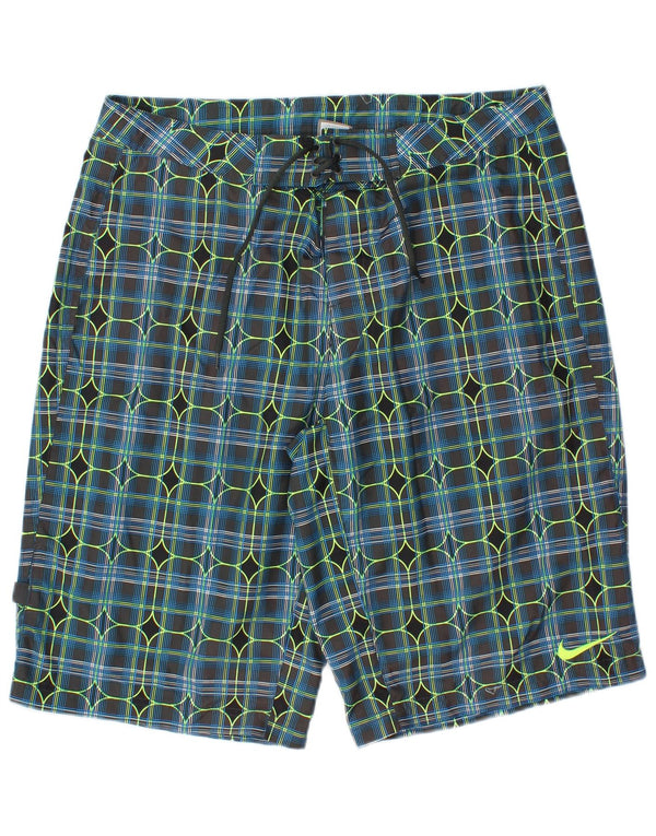 Nike Mens Swimming Shorts Medium Blue Check Polyester