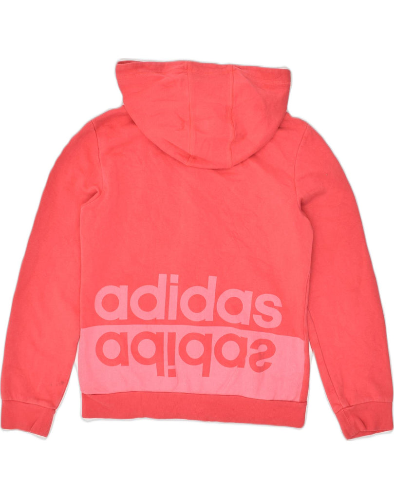 ADIDAS Womens Graphic Zip Hoodie Sweater UK 8-10 Small Red Cotton | Vintage Adidas | Thrift | Second-Hand Adidas | Used Clothing | Messina Hembry 