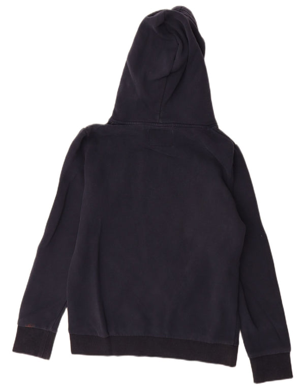 Superdry Womens Graphic Hoodie Jumper UK 12 Medium Navy Blue Cotton