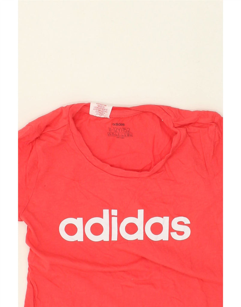 ADIDAS Girls Graphic T-Shirt Top 11-12 Years Red Cotton | Vintage Adidas | Thrift | Second-Hand Adidas | Used Clothing | Messina Hembry 