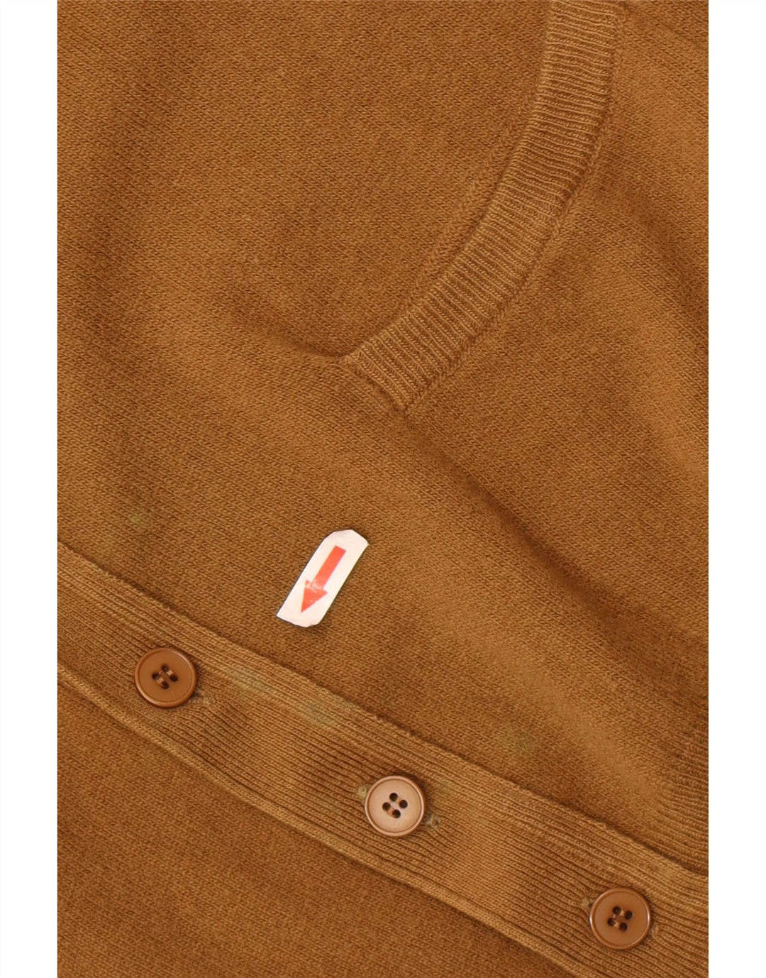 BENETTON Mens Cardigan Sweater IT 48 Medium Brown Lambswool