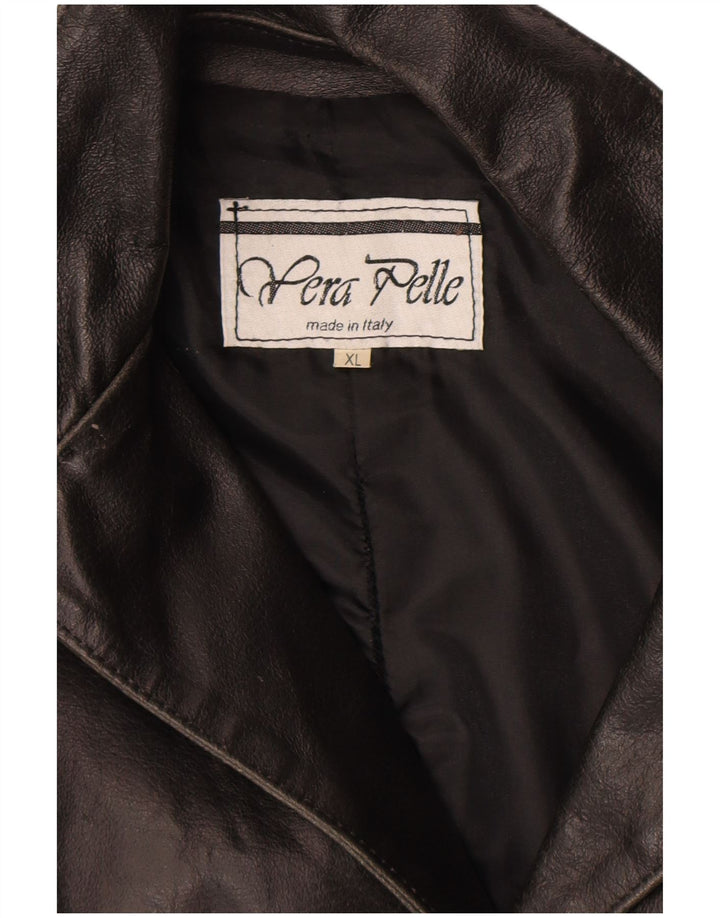 Vintage Womens Leather Jacket UK 18 XL Black Leather