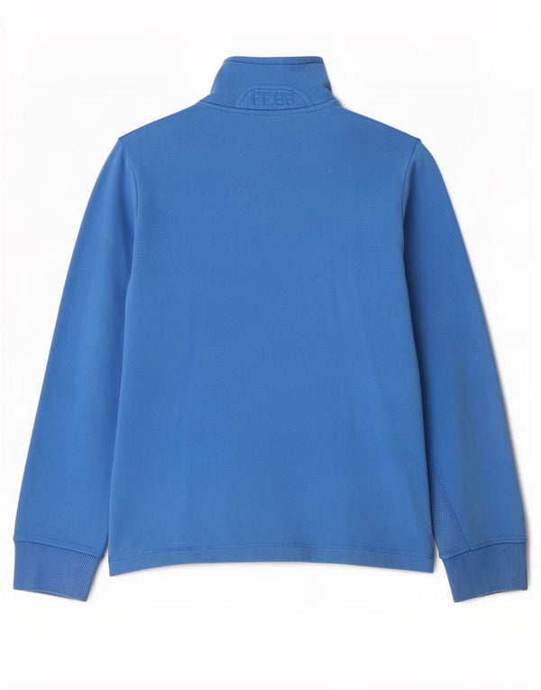 Fat Face Womens Graphic Zip Neck Sweatshirt Jumper UK 16 Large Blue Cotton