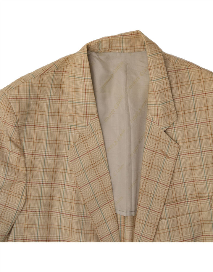 VINTAGE Mens 2 Button Blazer Jacket UK 42 XL Beige Check Cotton Vintage Vintage and Second-Hand Vintage from Messina Hembry 