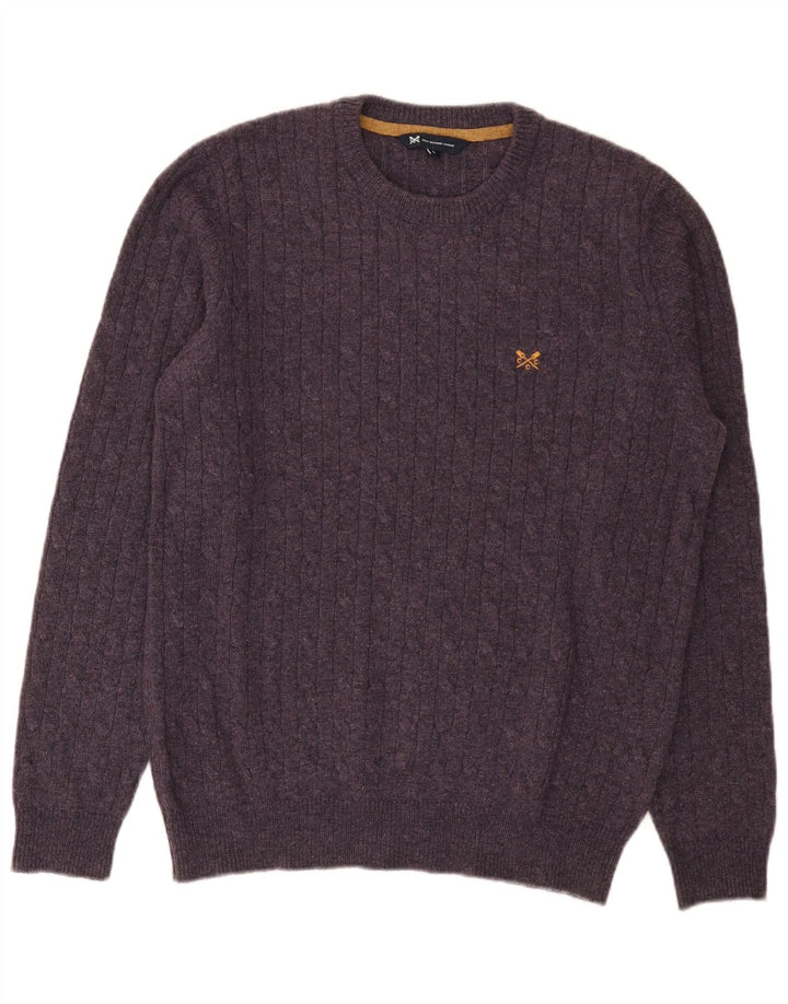 Crew Clothing Mens Neck Jumper Sweater Large Purple Lambswool