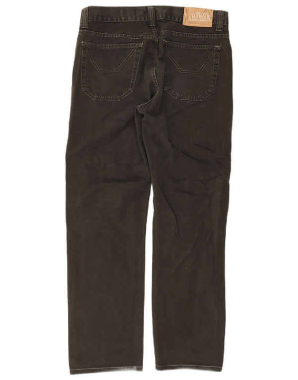 Jeckerson Mens Straight Casual Trousers W34 L30 Grey Cotton