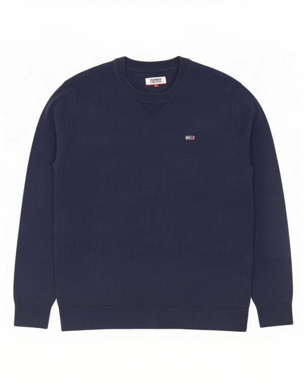 Tommy Hilfiger Mens Crew Neck Jumper Sweater Small Navy Blue Cotton
