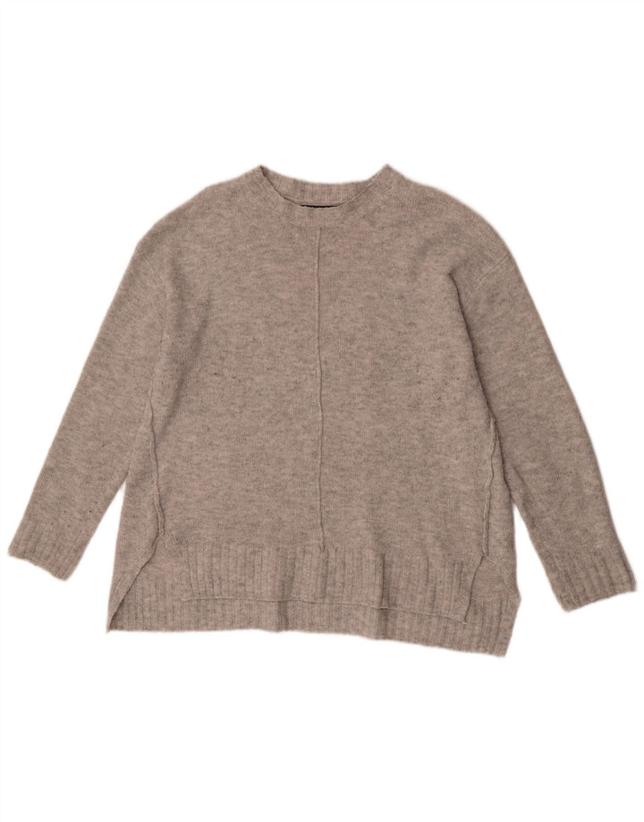 Marks & Spencer Womens Crew Neck Jumper Sweater UK 14 Medium Grey Acrylic