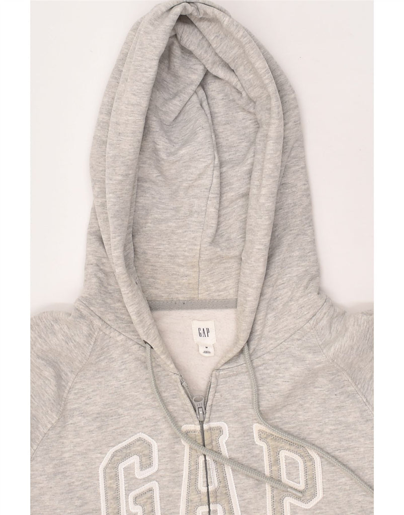 GAP Womens Graphic Zip Hoodie Sweater UK 14 Medium Grey Cotton | Vintage Gap | Thrift | Second-Hand Gap | Used Clothing | Messina Hembry 