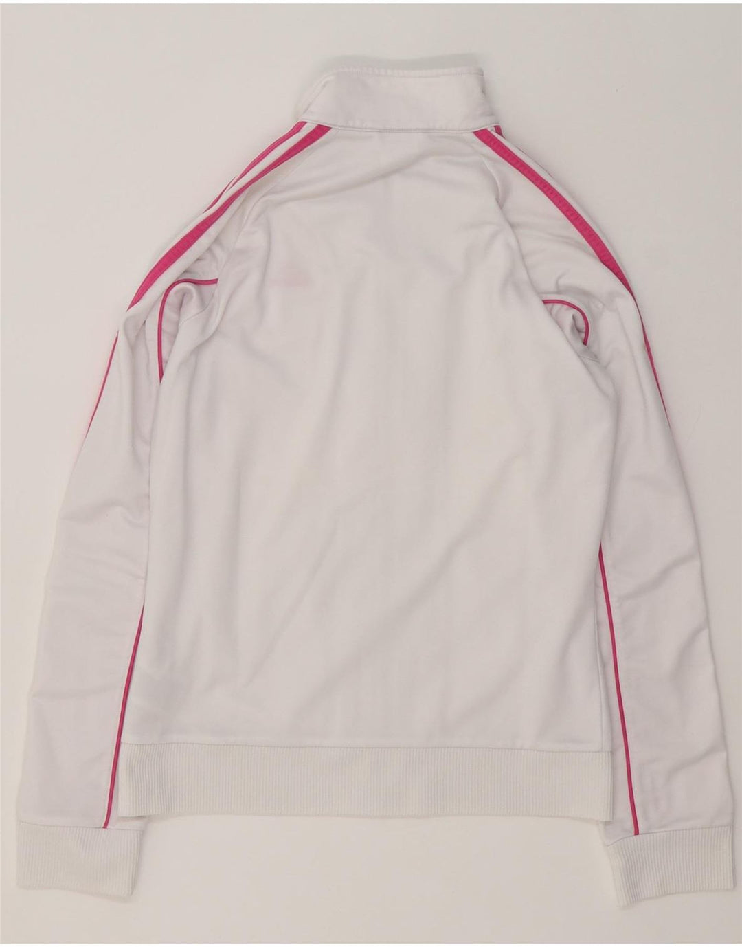 Adidas Womens Tracksuit Top Jacket UK 12 Medium White Colourblock Polyester