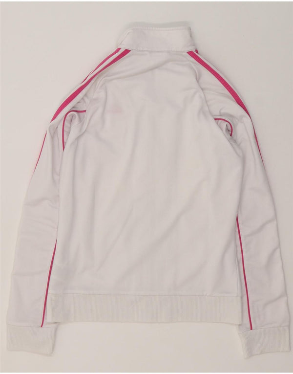Adidas Womens Tracksuit Top Jacket UK 12 Medium White Colourblock Polyester