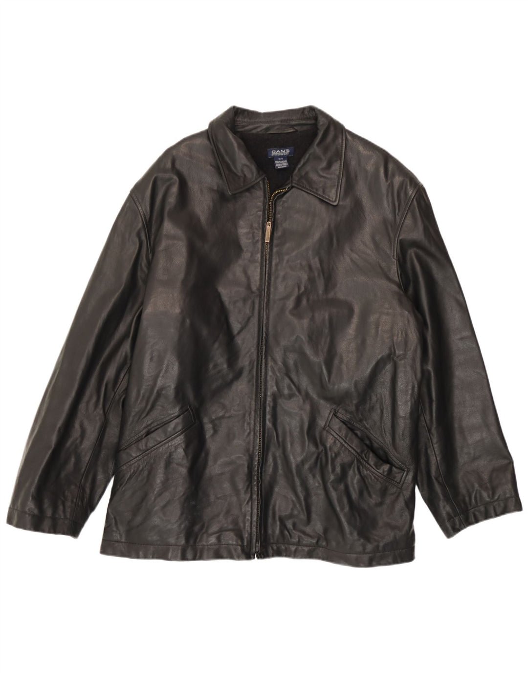 Gant Mens Leather Jacket UK 38 Medium Black Leather