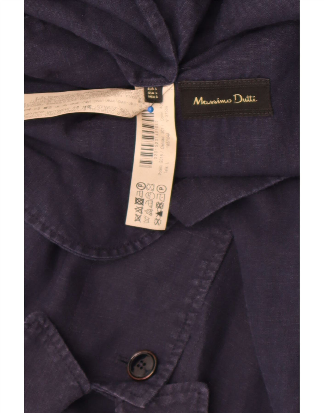 Massimo Dutti Mens Utility Jacket UK 40 Large Navy Blue Linen