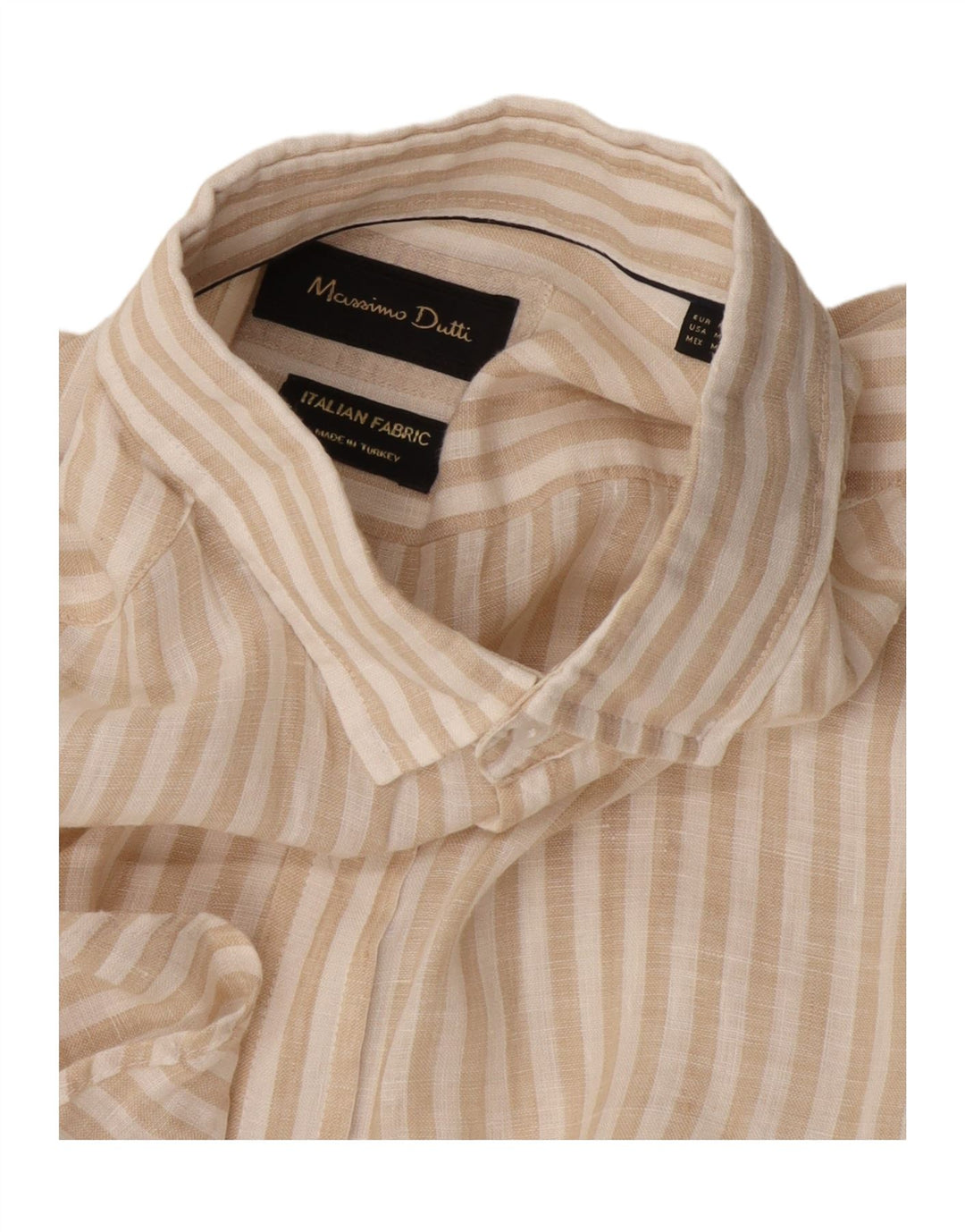 Massimo Dutti Mens Shirt Medium Beige Pinstripe