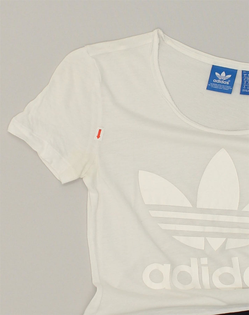 ADIDAS Womens Graphic T-Shirt Dress UK 6 XS White Colourblock Cotton | Vintage Adidas | Thrift | Second-Hand Adidas | Used Clothing | Messina Hembry 