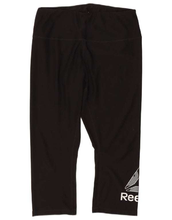 Reebok Womens Graphic Capri Leggings UK 14 Large Black