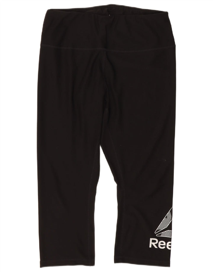 Reebok Womens Graphic Capri Leggings UK 14 Large Black