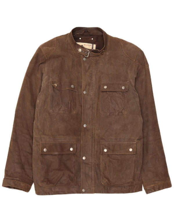 Vintage Mens Motorcycle Leather Utility Jacket UK 38 Medium Brown